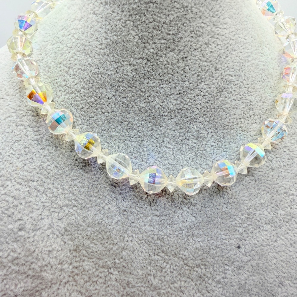 Laguna Crystal Necklace Women OS Clear AB Iridescent Excellent Vintage 1950s - Picture 11 of 17